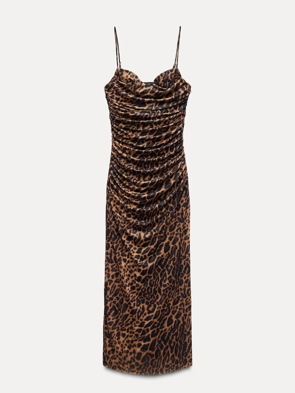 Zara Brown Leopard-Print Maxi Dress